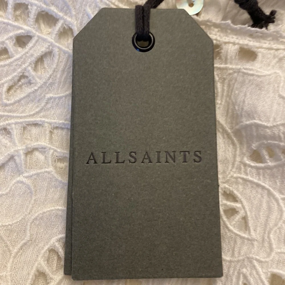 NWT $228 ALLSAINTS | Lisa white cotton eyelet lace bride tie mini dress size XS